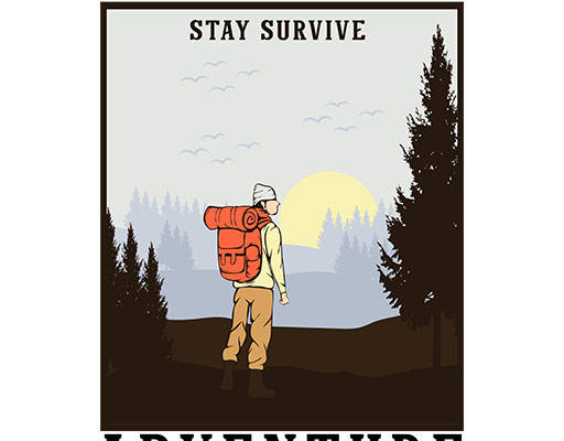 卡通男孩矢量手绘男孩山峰矢量风景矢量徒步男孩矢量