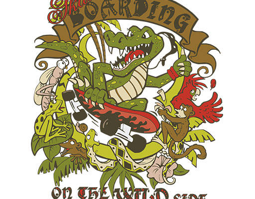 卡通鳄鱼矢量手绘卡通动物滑板鳄鱼矢量英文字母矢量手绘植物青蛙猴子鹦鹉