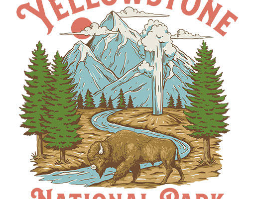 卡通牦牛矢量山峰矢量英文字母矢量风景图案树木矢量