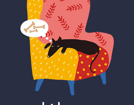 卡通动物矢量手绘小狗矢量沙发矢量手绘卡通狗