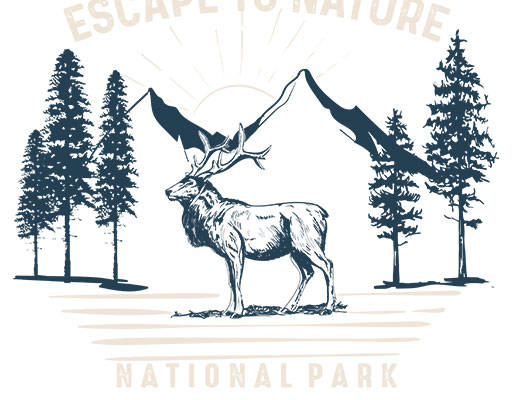 卡通山羊矢量手绘卡通动物树木矢量山峰矢量破碎英文字母