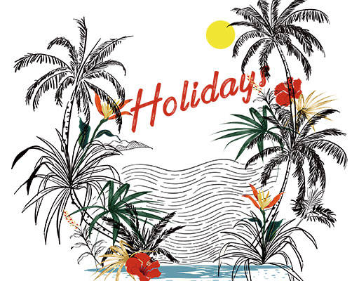 椰子树矢量手写英文字母矢量海浪矢量