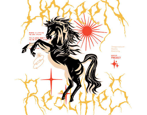 卡通马矢量手绘卡通动物闪电矢量手绘马