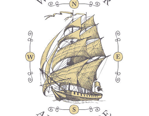 卡通帆船矢量手绘船舶矢量英文字母矢量简约文字