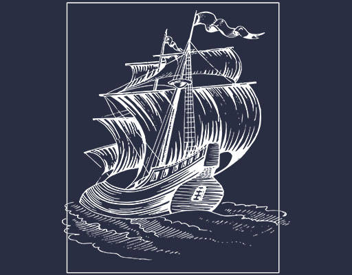 卡通帆船矢量手绘船图案英文字母矢量