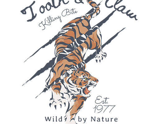 卡通老虎矢量手绘卡通动物手写英文字母矢量抓痕矢量