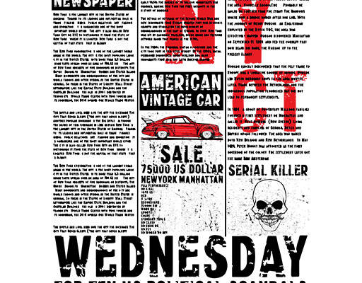 报纸矢量手写英文字母破碎英文字母骷髅头矢量