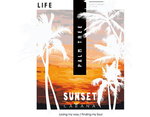 椰子树矢量风景矢量日落图案椰子树剪影图案英文字母矢量
