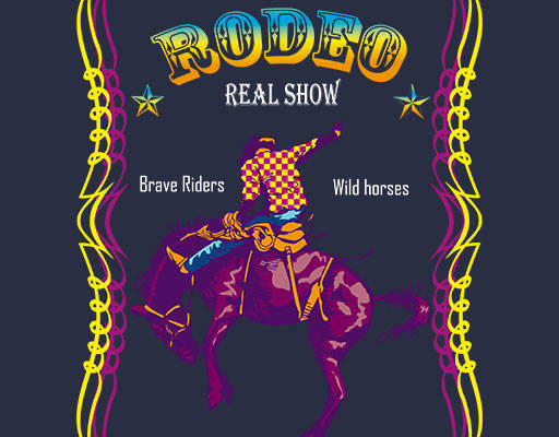 卡通骑马人物矢量卡通牛仔图案手绘卡通人物炫彩英文字母