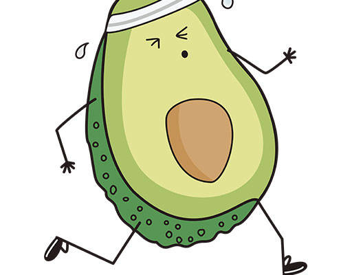 卡通梨子手绘卡通水果牛油果矢量手写英文字母