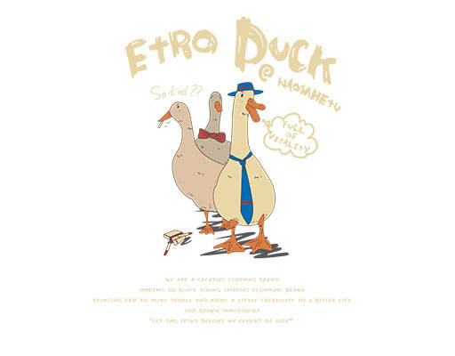 卡通鸭子图案手绘卡通动物手写英文字母卡通鸭