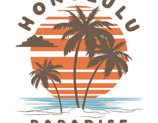 椰子树矢量卡通树木海洋风景矢量英文字母