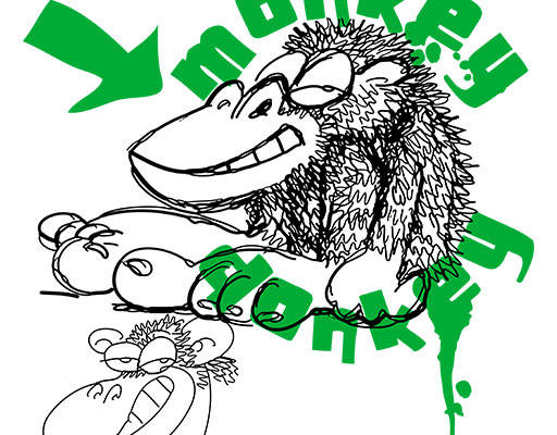 手绘卡通动物矢量手绘猴子图案涂鸦卡通矢量