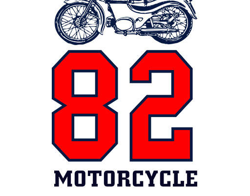 摩托车矢量数字字母82矢量简约数字字母手绘摩托车