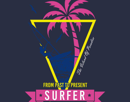 椰子树矢量风景矢量冲浪矢量人物海鸥图案英文字母矢量