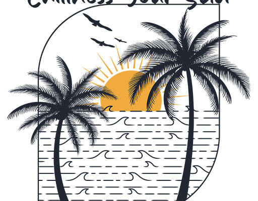 椰子树矢量手写英文字母海浪矢量手写英文字母椰子树剪影