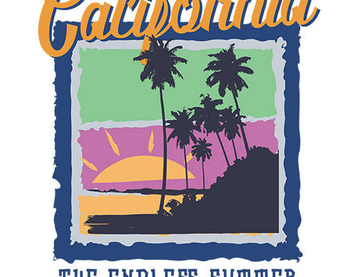 椰子树矢量手写英文字母矢量树木剪影图案