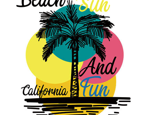 卡通椰子树矢量树木剪影矢量圆形