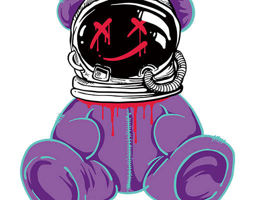 卡通小熊矢量手绘卡通微笑矢量太空小熊矢量