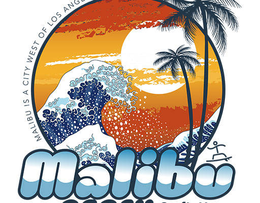 卡通椰子树矢量海浪矢量英文字母矢量手绘风景图案