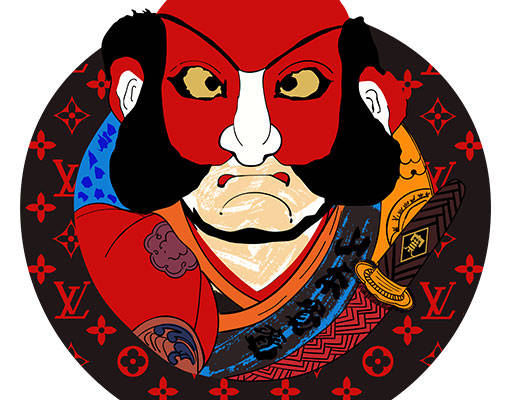 卡通人物矢量手绘卡通男孩头像LV英文字母矢量