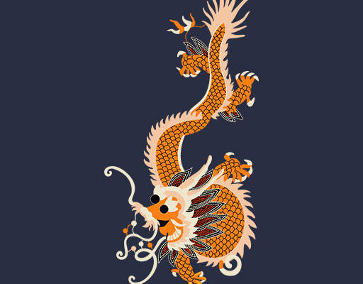 手绘卡通恐龙矢量中国图腾矢量