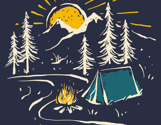 山峰树木矢量手绘卡通森林手绘山峰