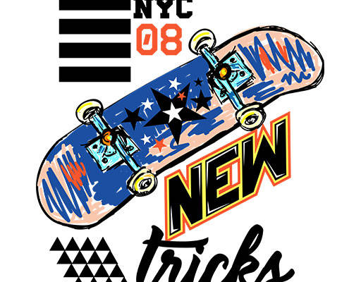 卡通滑板矢量手绘卡通滑板涂鸦滑板英文字母矢量