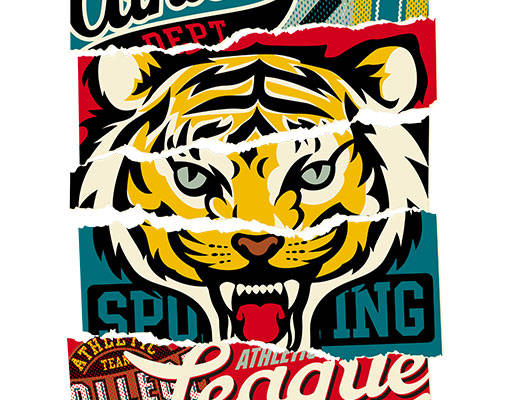 撕裂报纸矢量英文字母矢量老虎头像矢量英文字母矢量