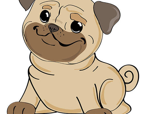 卡通小狗矢量手绘卡通动物可爱小狗哈巴狗