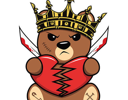 愤怒的小熊矢量手绘卡通小熊撕裂爱心小熊皇冠小熊矢量