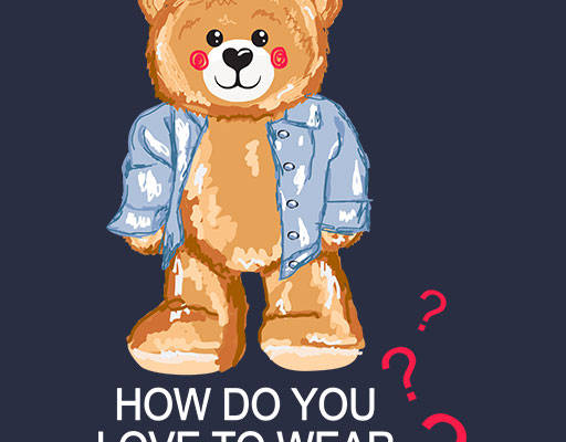 卡通小熊矢量手绘卡通毛绒玩具棕色小熊