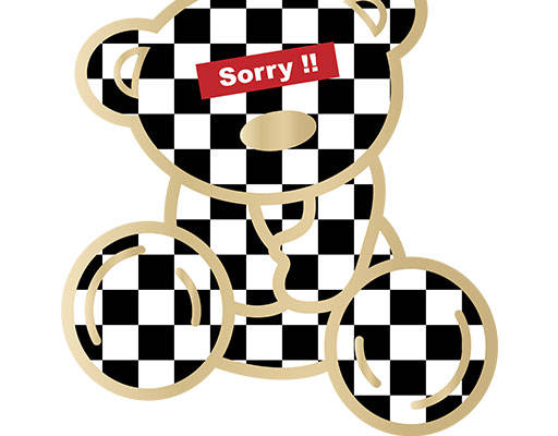 卡通小熊矢量手绘卡通黑白格矢量小熊线条矢量