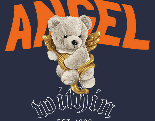 可爱卡通小熊矢量英文字母矢量手绘卡通飞翔的小熊毛绒公仔