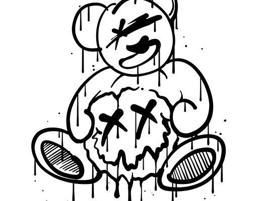 涂鸦卡通矢量手绘卡通小熊喷溅线条小熊矢量