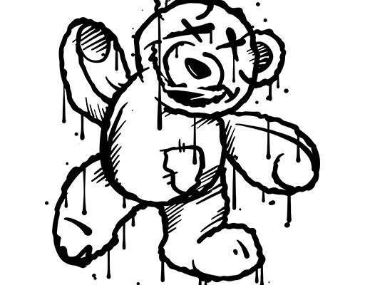 涂鸦卡通矢量手绘卡通小熊喷溅线条小熊矢量