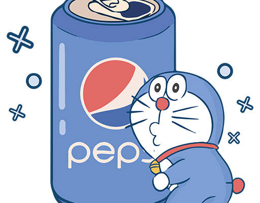 雪碧饮料矢量卡通饮料瓶子矢量哆啦A梦矢量手绘卡通矢量易拉罐矢量