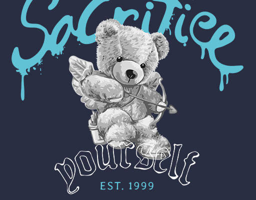 卡通小熊矢量手写英文字母矢量毛绒玩具矢量丘比特小熊矢量涂鸦文字