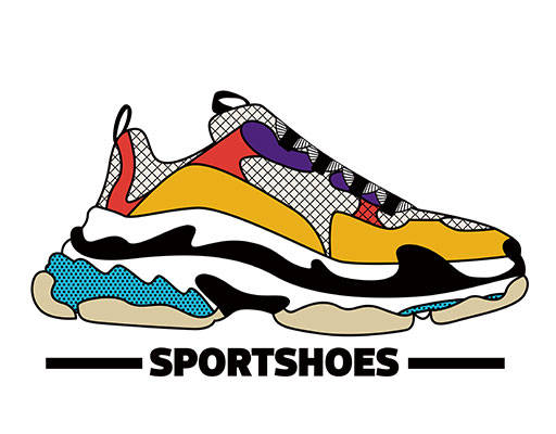 卡通鞋子矢量手绘运动鞋矢量卡通鞋子网鞋图案