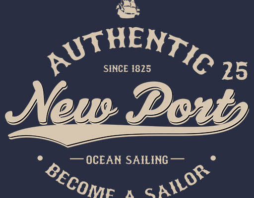 飘逸文字矢量简约文字船图案