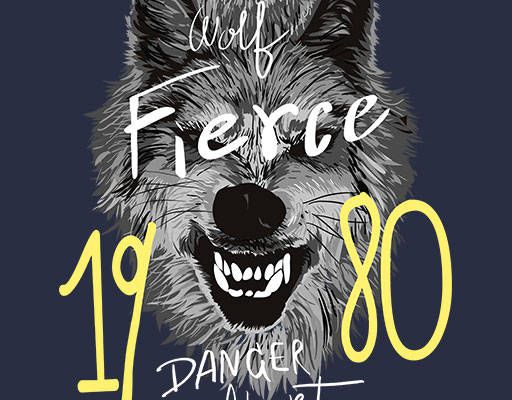 卡通动物头像狼头矢量手绘狼头凶猛动物矢量