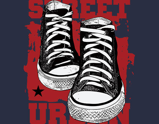 卡通鞋子手绘鞋子手绘板鞋男鞋图案破碎英文字母矢量