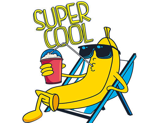 卡通香蕉矢量手绘卡通水果喝饮料的香蕉