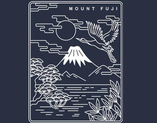 卡通手绘山峰矢量风景矢量仙鹤矢量富士山矢量云朵