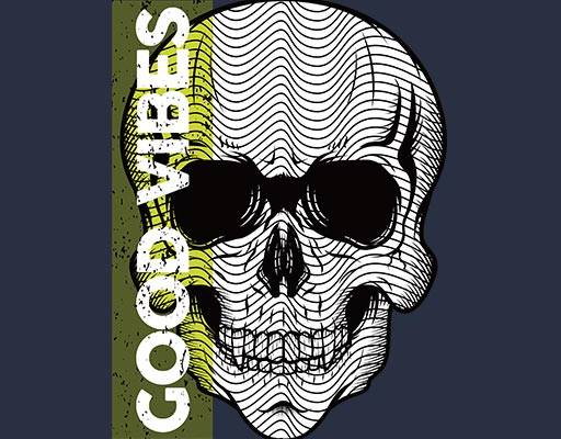 卡通骷髅头矢量手绘骷髅头英文字母矢量简约卡通头骨