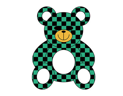 卡通小熊矢量可爱卡通棋盘格小熊矢量手绘卡通小熊