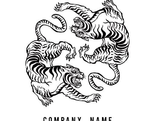 卡通老虎矢量两只老虎图案