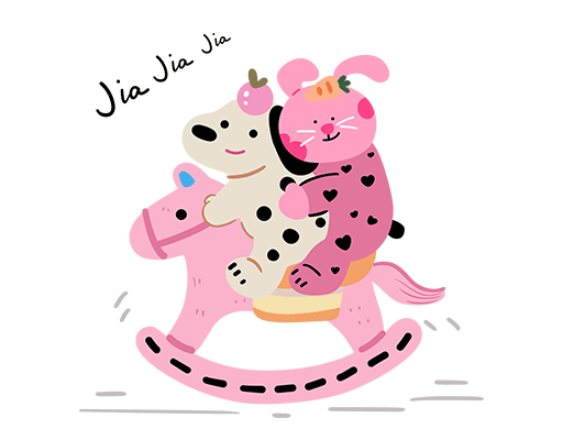 卡通动物图案手绘骑马兔子木马图案儿童印花素材