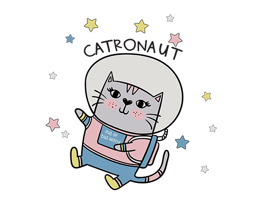 卡通猫咪头像可爱猫宇航员猫图案儿童印花素材