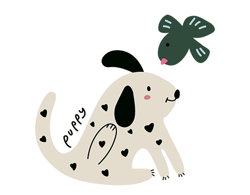 卡通动物图案卡通小狗图案手绘卡通狗儿童印花素材